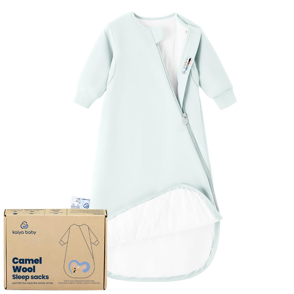 Kaiya Baby sleeping bag with chest temperature sticker shows comfort at a glance.