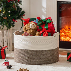 KAKAMAY large blanket basket side view highlighting slim profile for corners