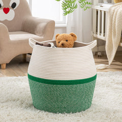 KAKAMAY nursery organizer basket in green ideal for toys and clothes.