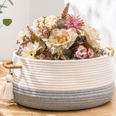KAKAMAY woven storage basket 16x8 gray for blankets and cushions