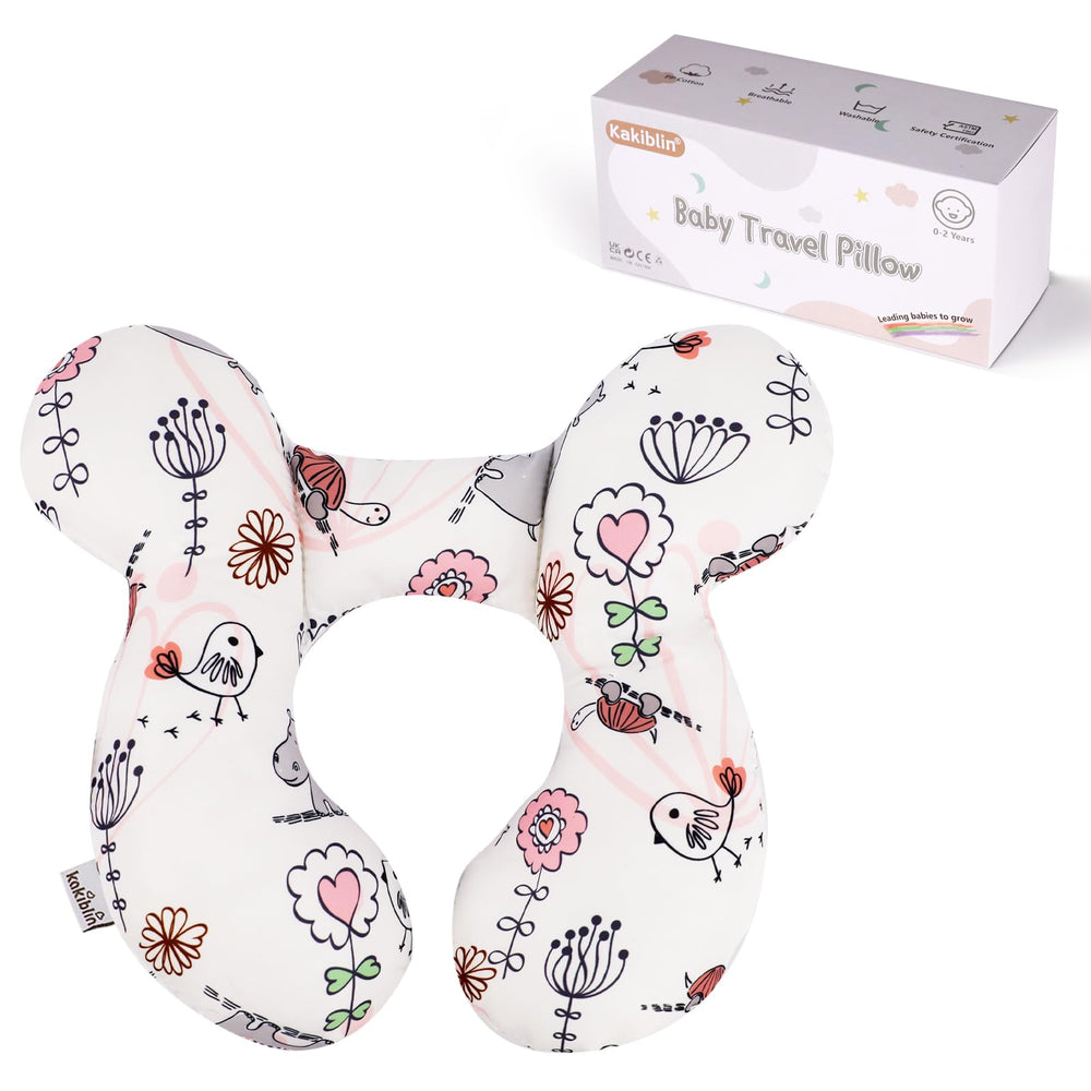 KAKIBLIN baby neck pillow with hippo design for travel support.