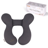 KAKIBLIN baby travel pillow grey cover provides gentle head support on the go.