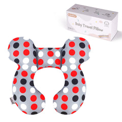 KAKIBLIN Baby Travel Pillow grey pot front view with neck support for car rides