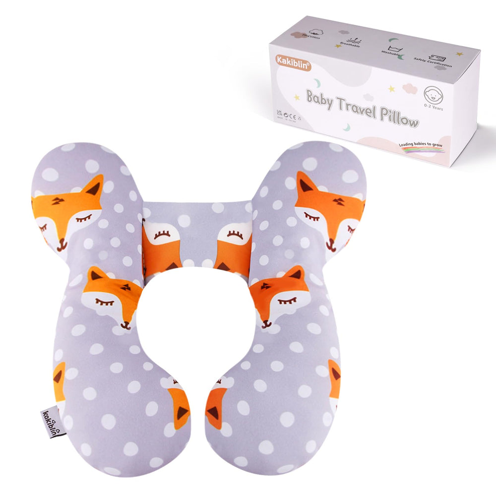 KAKIBLIN baby travel pillow with U-shaped design supporting head and neck during car rides