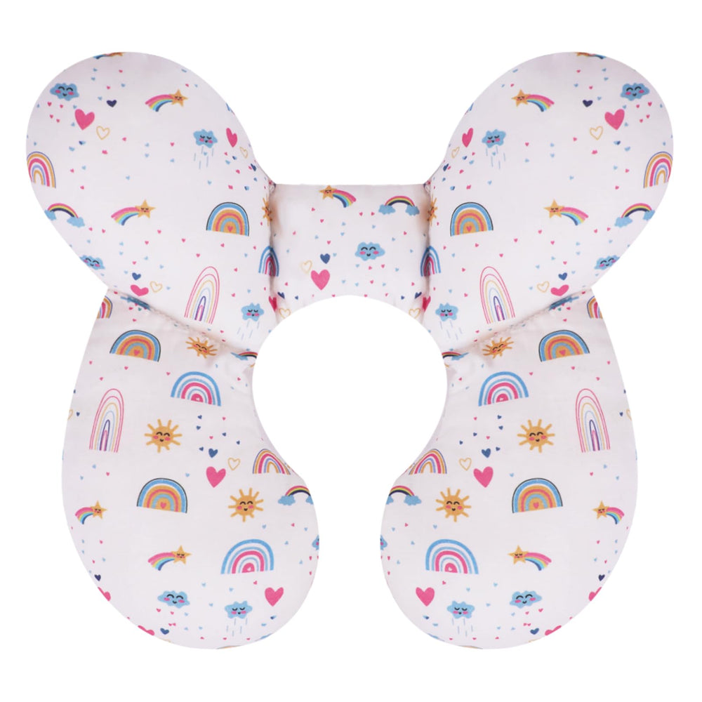 KAKIBLIN Baby Travel Pillow shows the U-shaped design for growing heads on car rides.