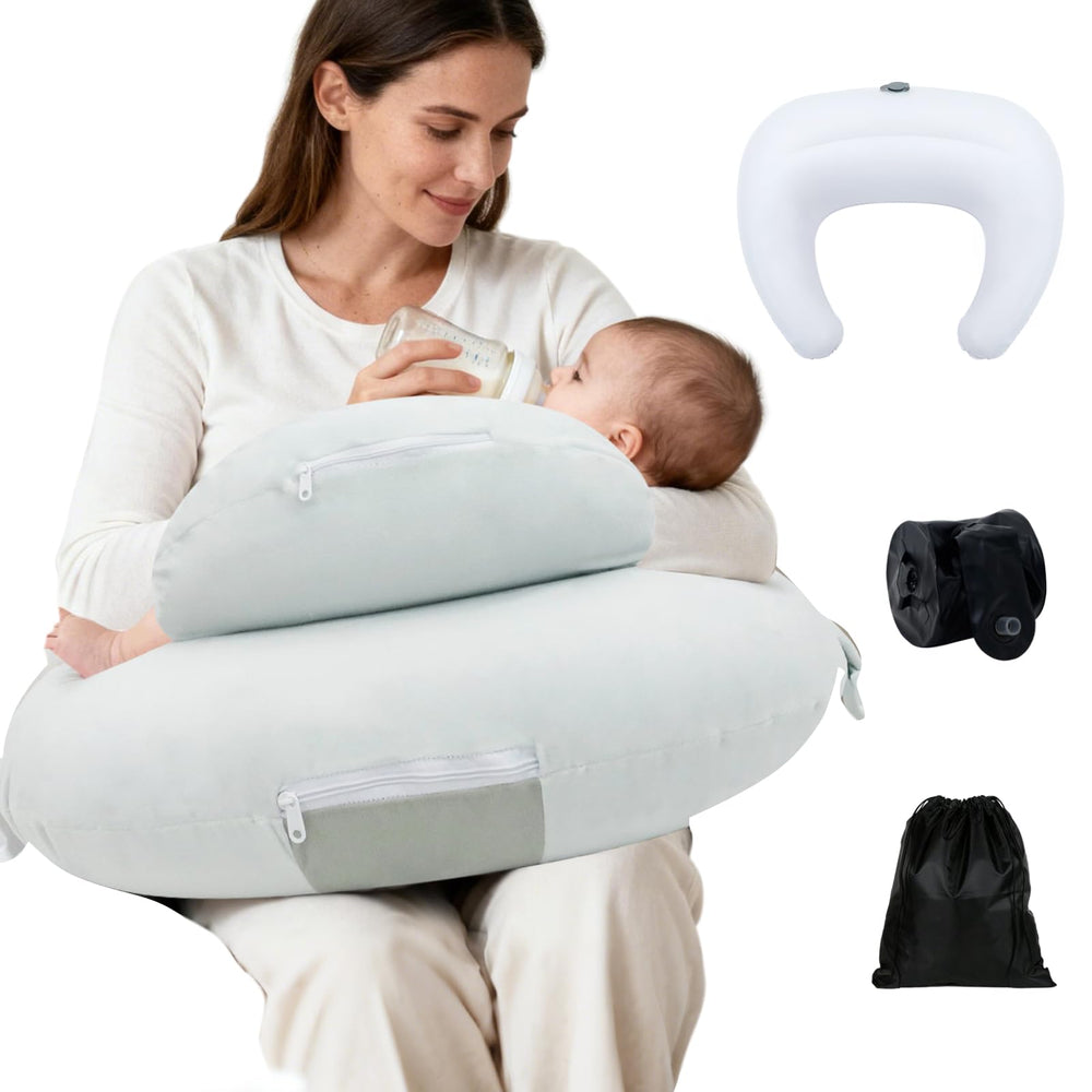 KAKIBLIN nursing pillow inflatable-packaging demonstrates travel-friendly setup.
