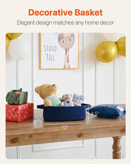 KALLAX navy three-pack basket set adds versatile storage to any room.