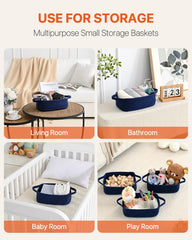 KALLAX navy storage basket enhances shelves with a clean, decorative touch.