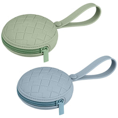 Kalovin pacifier holder case 2-pack attached to stroller for quick access.