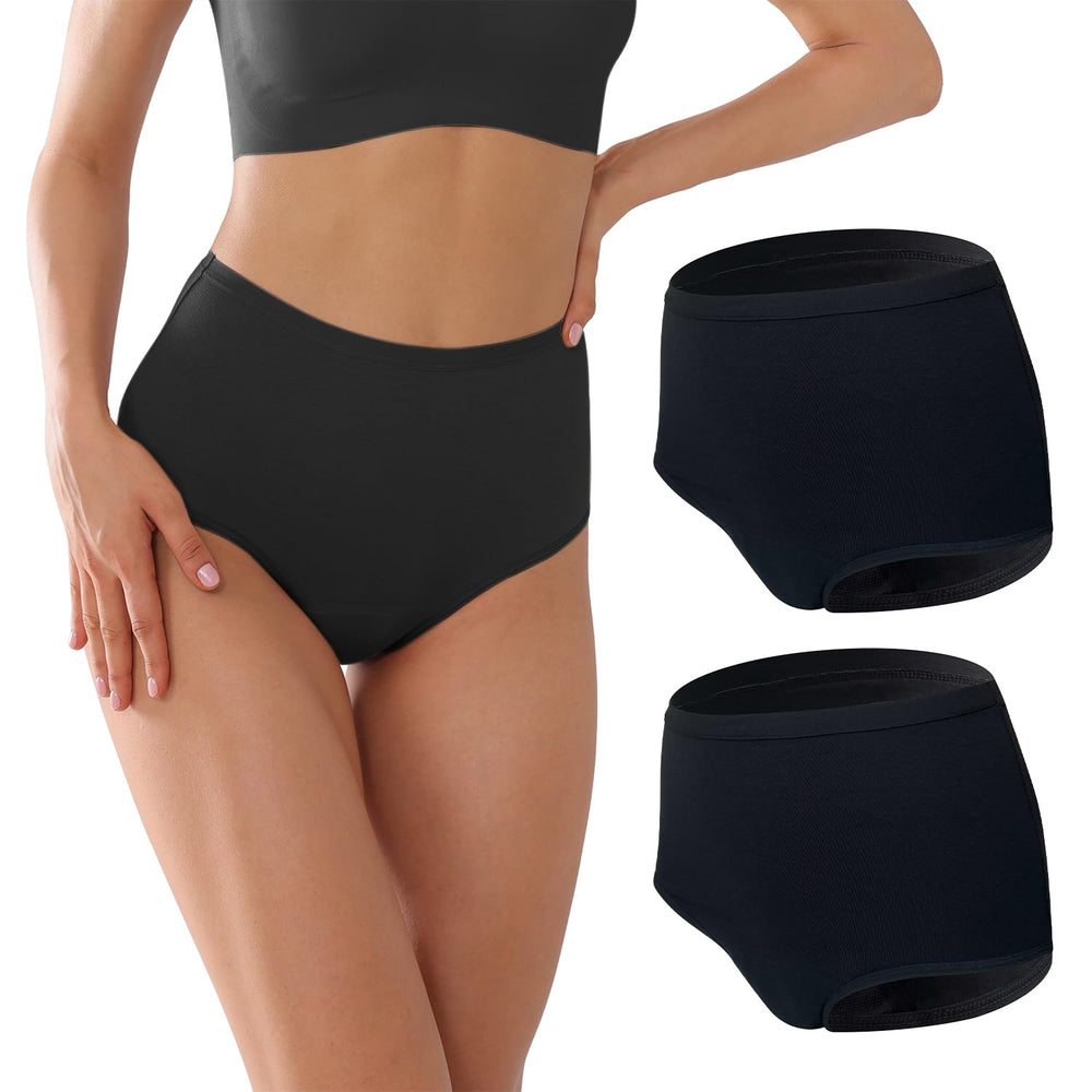 KARSWATT 2XL black high rise underwear flatlay for discreet daily protection against leaks.