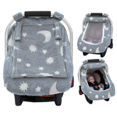 Kaseeous baby car seat cover in plush fleece reduces dust exposure.