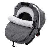 Kaseeous Winter Car Seat Cover on a baby seat showing warmth and protection.