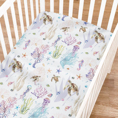 KASTLEE sea horse crib sheet highlights vibrant pattern and breathable comfort for peaceful naps