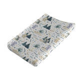 KASTLEE fairytale dragons changing pad cover with moon and stars for smoother diaper changes.