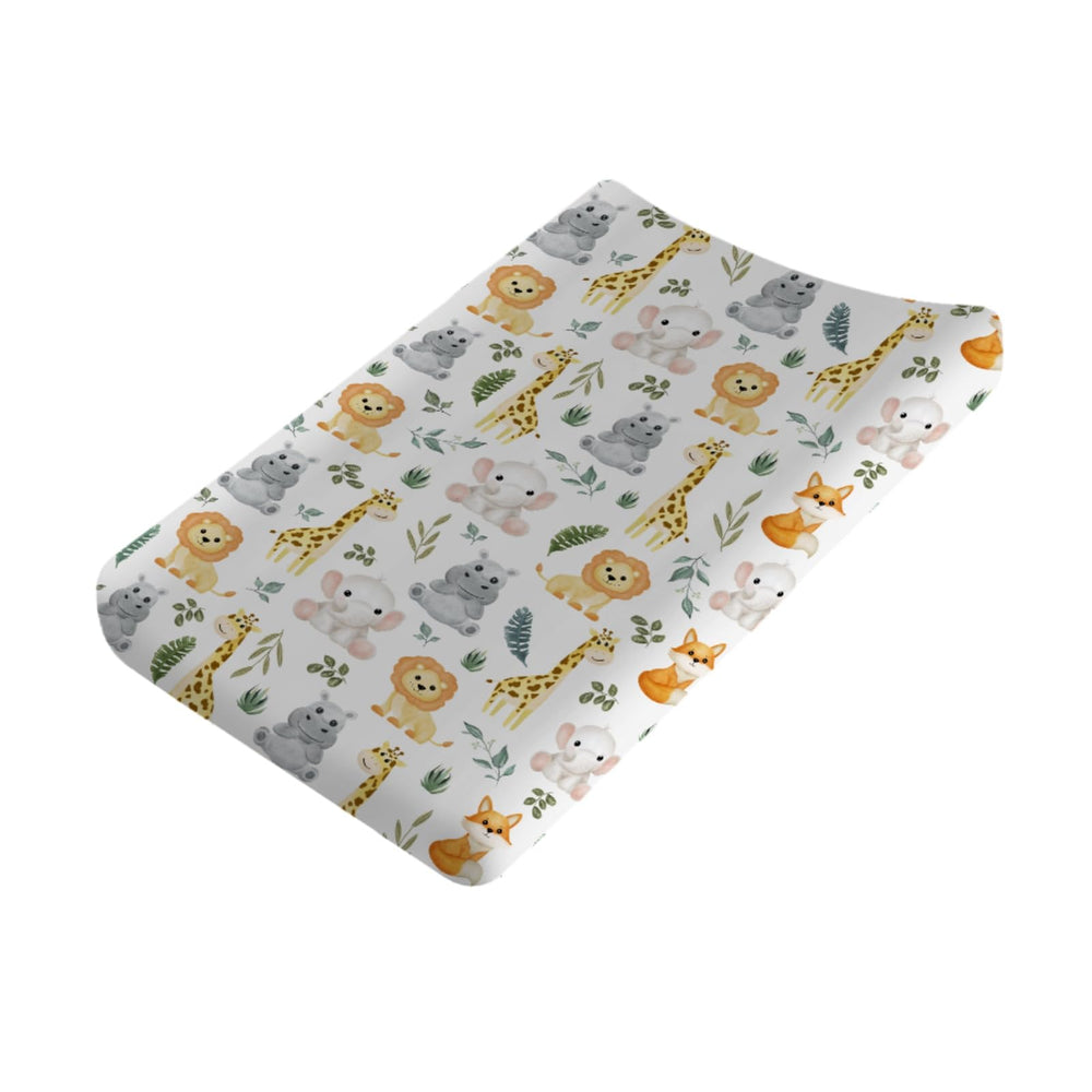 KASTLEE Jungle Safari elephant changing pad cover provides soft comfort during diaper changes.