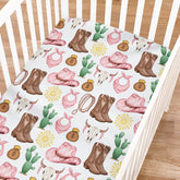 KASTLEE pink western cowgirl crib sheet with snug elastic fit for standard cribs
