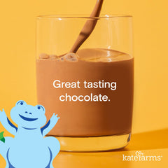 Creamy chocolate Kate Farms shake in an 8.45 oz bottle for easy meals.