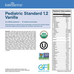 Kate Farms vanilla shake carton displays 12g protein per serving for growing kids.