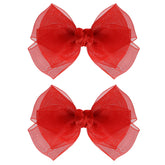 KCHIES 4in red mesh bow clip front view, adds effortless style to daily outfits