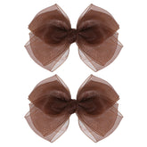 KCHIES brown mesh hair bow with secure clip for versatile styling