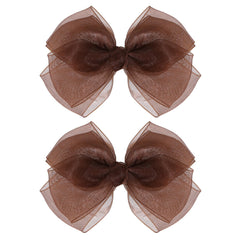 KCHIES brown mesh hair bow with secure clip for versatile styling