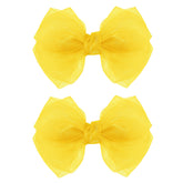 KCHIES Daffodil Yellow mesh bow clip with secure alligator grip for daily wear.