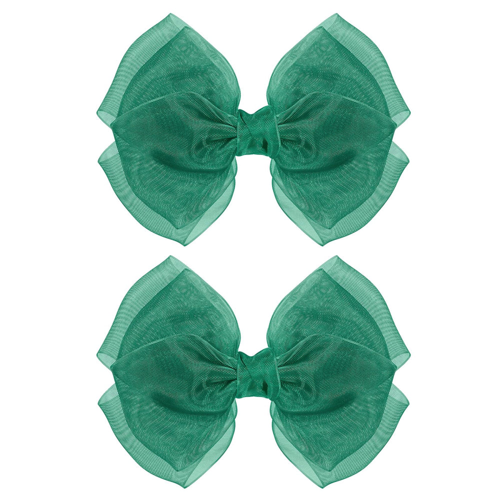 KCHIES hunter green mesh bow clip in 4-inch size for secure, comfortable wear