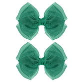 KCHIES hunter green mesh bow clip in 4-inch size for secure, comfortable wear