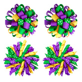 KCHIES Mardi Gras korker bows on a purple-gold-green clip, secure and party-ready