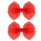 KCHIES Poppy Red mesh ribbon bow clip adds delicate charm to daily hairstyles.