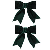 KCHIES velvet dark green bow clip, 4-inch, ideal for everyday school outfits.