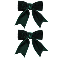 KCHIES velvet dark green bow clip, 4-inch, ideal for everyday school outfits.