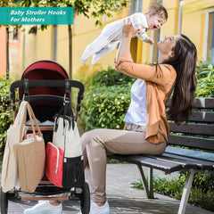 Kcicephine two-pack-stroller-hooks on handles enable hands-free shopping and easy access.