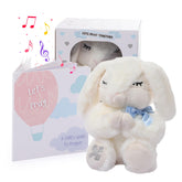 KDVOG praying bunny 7inch blue plush, a soft baptism keepsake for baby.