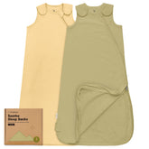 KeaBabies Avocado 2-Pack Sleep Sack flat lay highlights breathable organic cotton for year-round comfort.