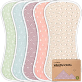 KeaBabies organic burp cloths five-pack neatly stacked for easy access.