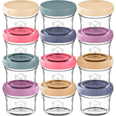 KeaBabies 12-pack 4oz glass jars with lids Sunset, ideal for homemade baby food prep