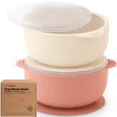KeaBabies 2-pack silicone baby bowls with suction lids keep meals tidy and on the table