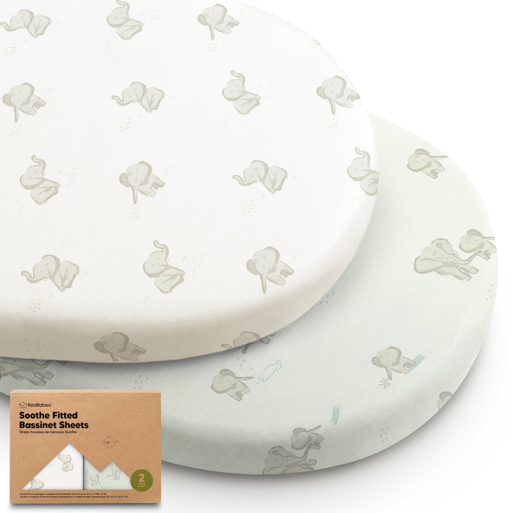 KeaBabies 2-pack bassinet sheets Elly fit universal pads for secure sleep.