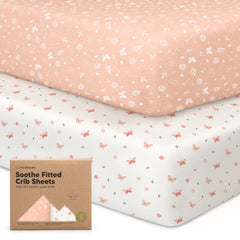 KeaBabies 2-pack crib sheets with butterfly prints for breathable, gentle sleep