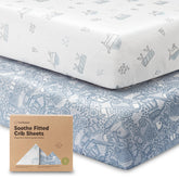 KeaBabies 2-pack organic crib sheets on a standard mattress, soft and breathable.