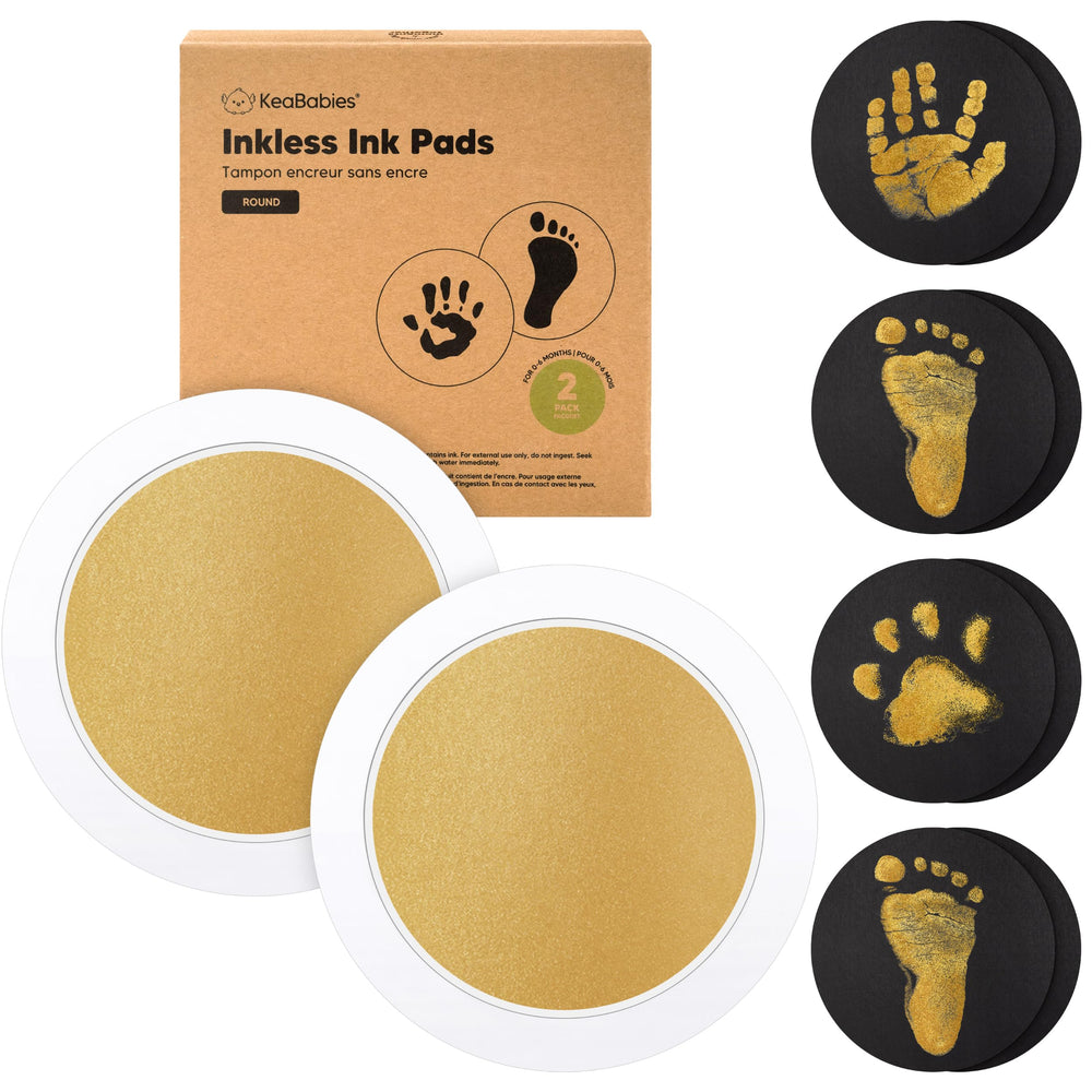 KeaBabies 2-pack round inkless hand and footprint kit for newborn keepsakes.