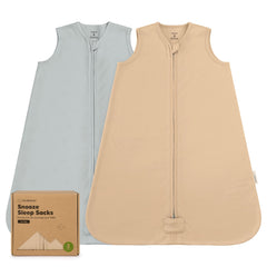 KeaBabies 2-pack sleep sacks shown with open zipper for quick changes.
