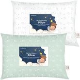 KeaBabies 2-pack toddler pillow 13x18 on display for travel and nap time