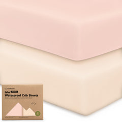 KeaBabies 2-pack waterproof crib sheets in Cameo keep the crib protected and comfy.
