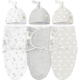 KeaBabies 3-pack swaddles with hats for secure, cozy wrapping during newborn months
