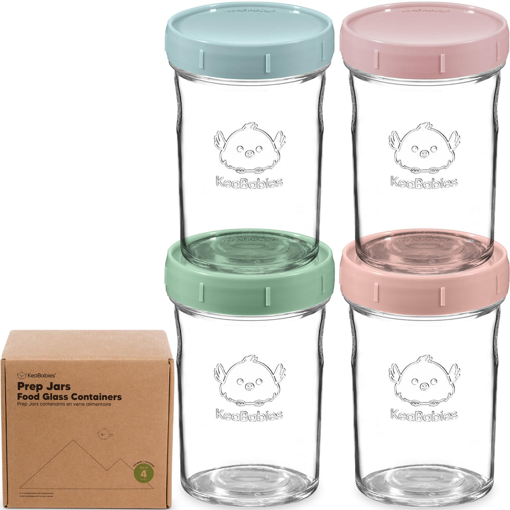 KeaBabies 4-pack 8oz glass jars with lids for meal prep on the go