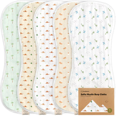 KeaBabies 5-pack muslin burp cloths offer soft, breathable protection for every burp