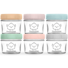 KeaBabies 6-pack 4oz glass jars with lids offer durable storage for homemade baby meals.