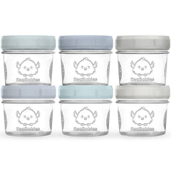 KeaBabies 6-pack 4oz glass jars for ready-to-serve baby meals on the go.